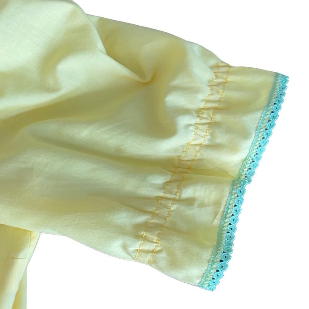 Vintage Square Dance Dress Hand Painted Roses RicRac Ruffles Yellow - Picture 4 of 6